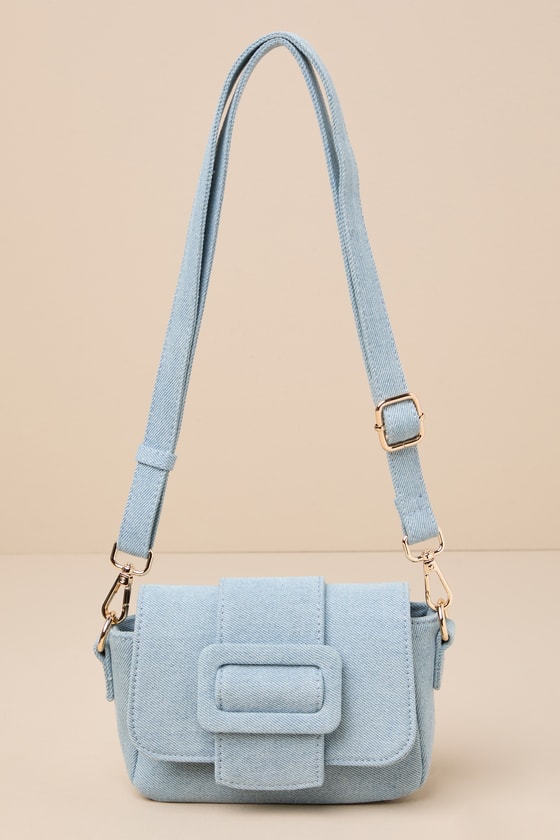 Shop Lulus Flawless Essential Light Blue Denim Crossbody Bag