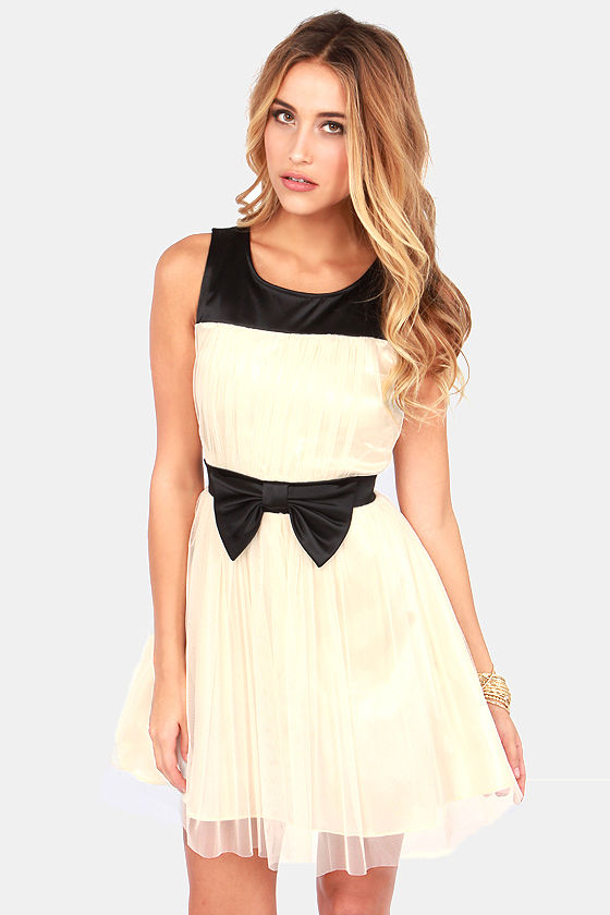 Pretty Cream Dress - Black Dress - Backless Dress - $49.00 - Lulus