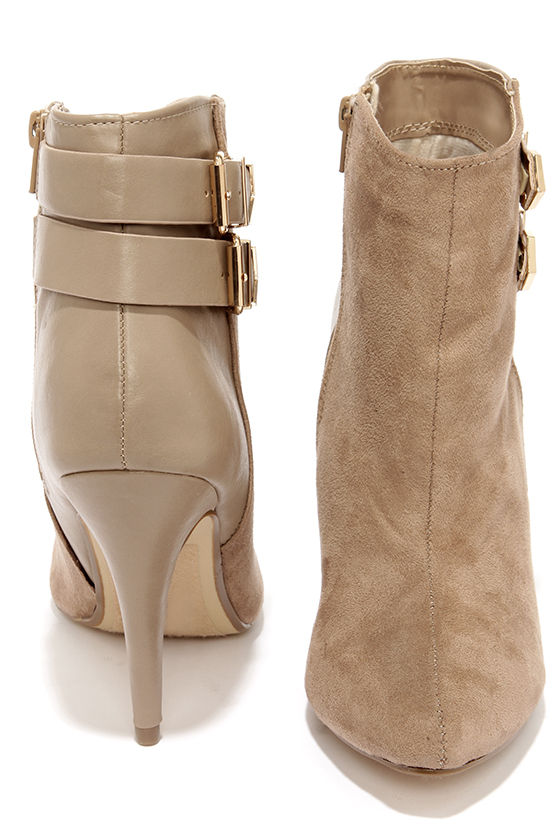taupe pointed heels