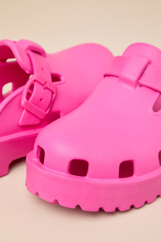 Shop Free People Karlie Watermelon Foam Slip-on Lug Sole Platform Buckle Clogs In Pink