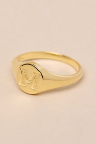 The Oval 14KT Gold "M" Signet Ring