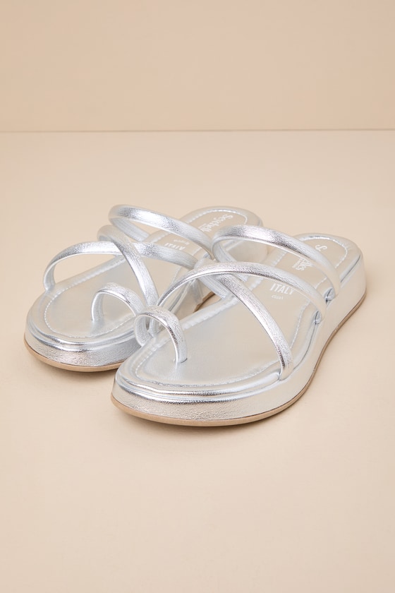 Shop Seychelles Rule The World Silver Metallic Strappy Platform Sandals