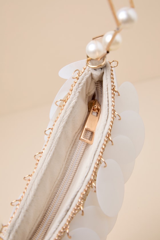 Shop Lulus Glam Era Ivory Paillette Sequin Pearl Strap Shoulder Bag