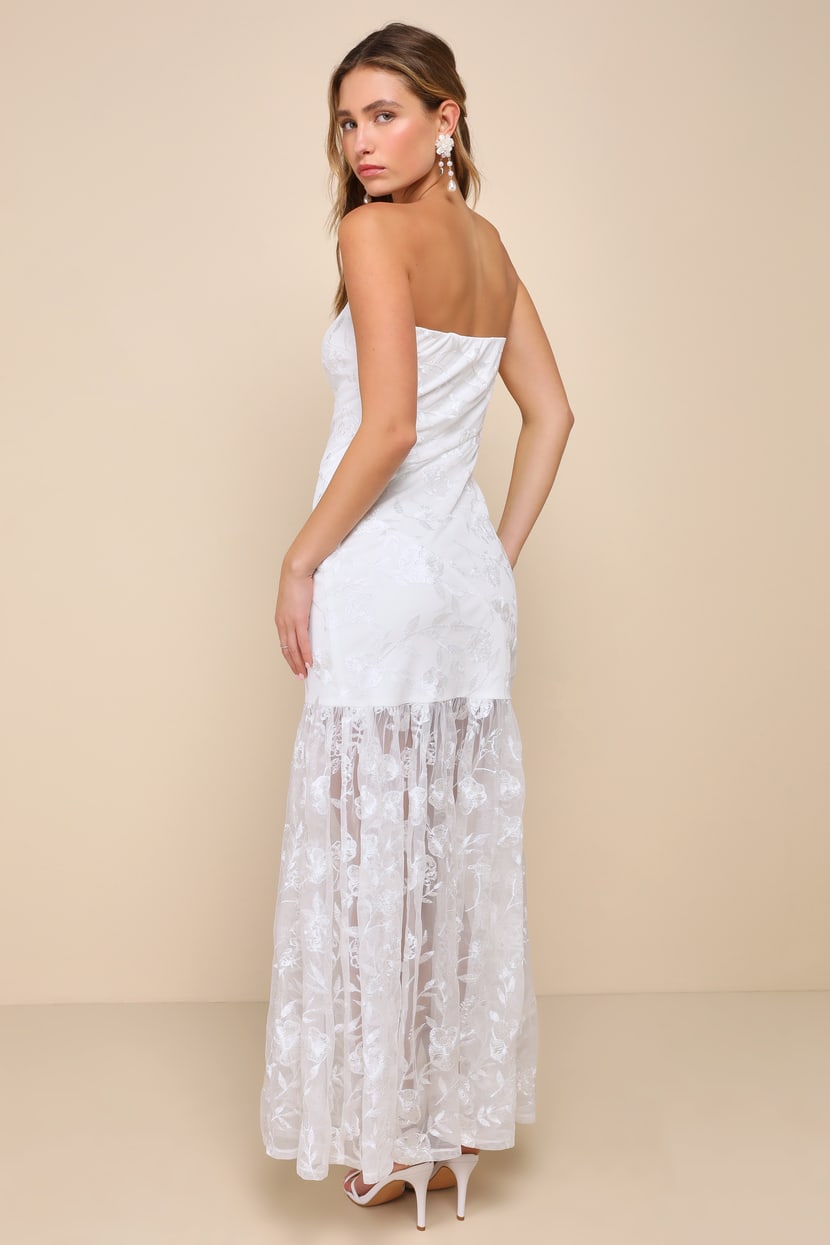 remarkable moment white floral embroidered lace-up maxi dress Enchanted Elegance Gown for Girls