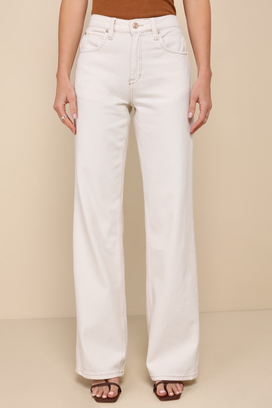 Shop Free People Tinsley Ivory Baggy High Rise Wide Leg Jeans
