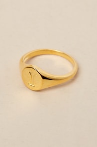 The Oval 14KT Gold "I" Signet Ring