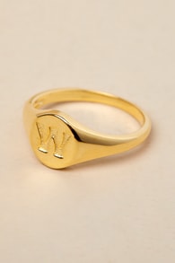 The Oval 14KT Gold "W" Signet Ring