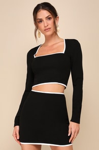 Fashionable Poise Black Color Block High-Rise Mini Skirt
