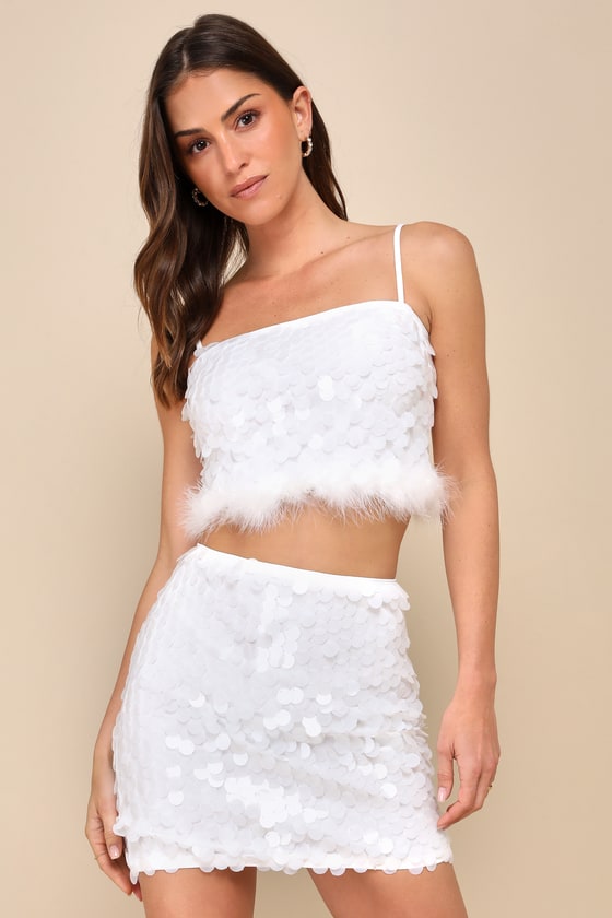 Illuminated Icon White Paillette Sequin Two-Piece Mini Dress 5