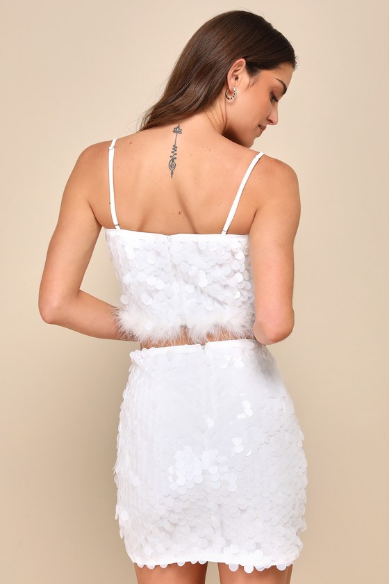Illuminated Icon White Paillette Sequin Two-Piece Mini Dress 2