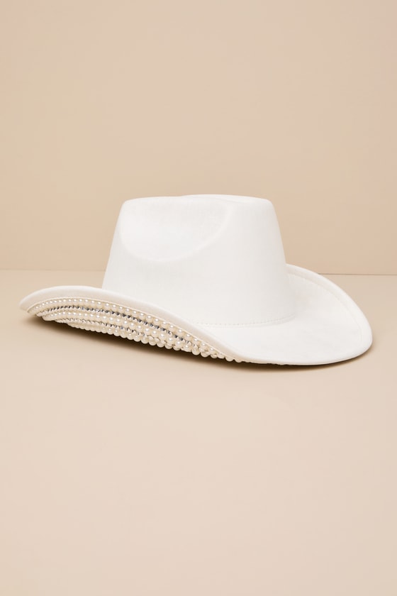 Cowgirl Commotion Ivory Rhinestone and Pearl Western Hat 4