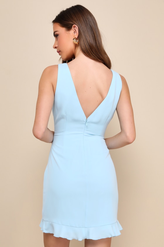 Shop Lulus Darling Choice Light Blue Sleeveless Ruffled Mini Dress