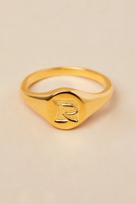 The Oval 14KT Gold "R" Signet Ring