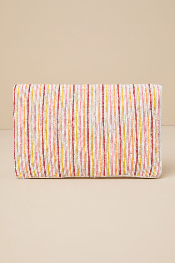 Vibrant Charm White Multi Beaded Embroidered Clutch - thumbnail 4