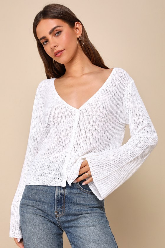 Lulus Springtime Sweetie Ivory Loose Knit Cardigan Sweater