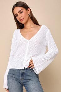 Springtime Sweetie Ivory Loose Knit Cardigan Sweater