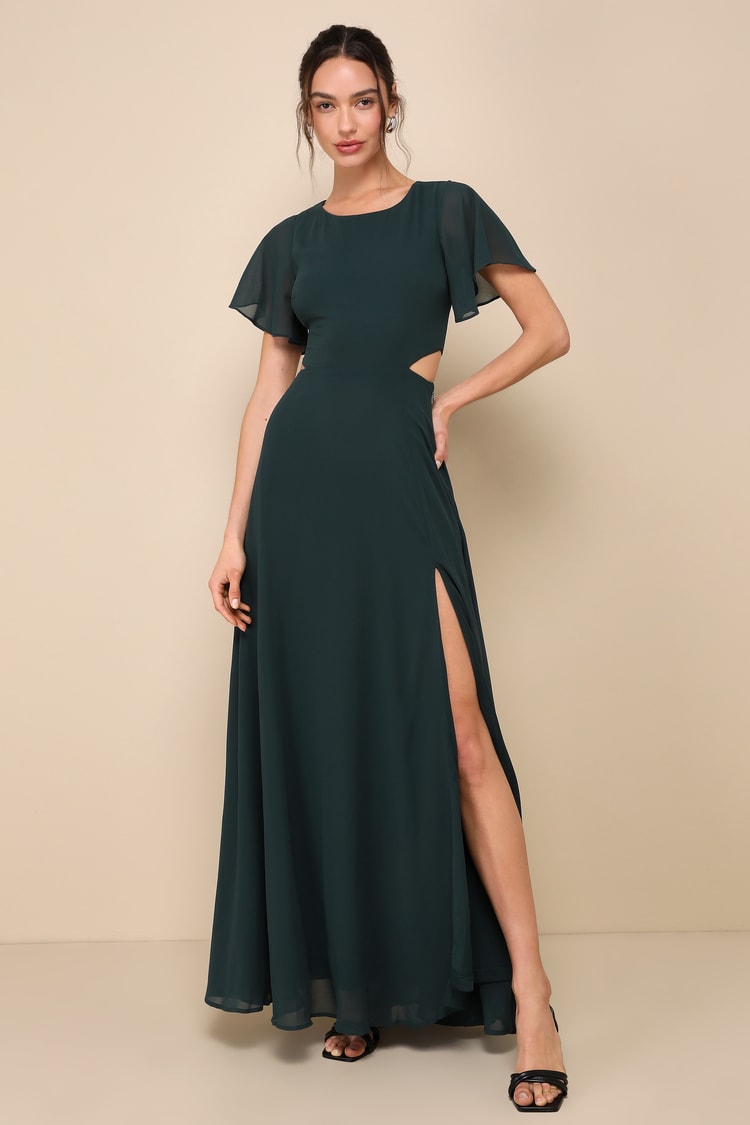 slim fit dress slacks Anthropologie Eva Franco Vegan Cut Out Midi Dress Size 4 Green – Finds For  You main image 1