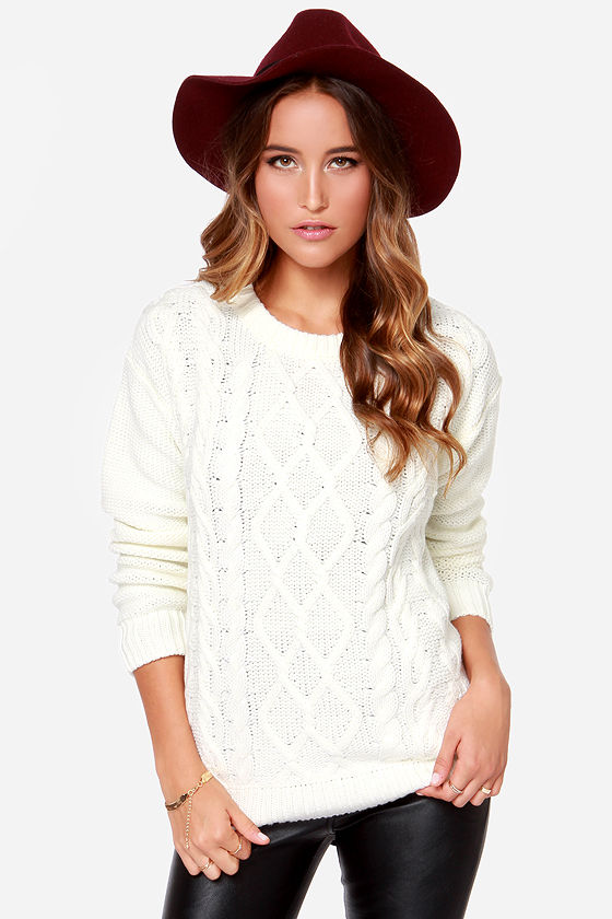 cable knit cream sweater