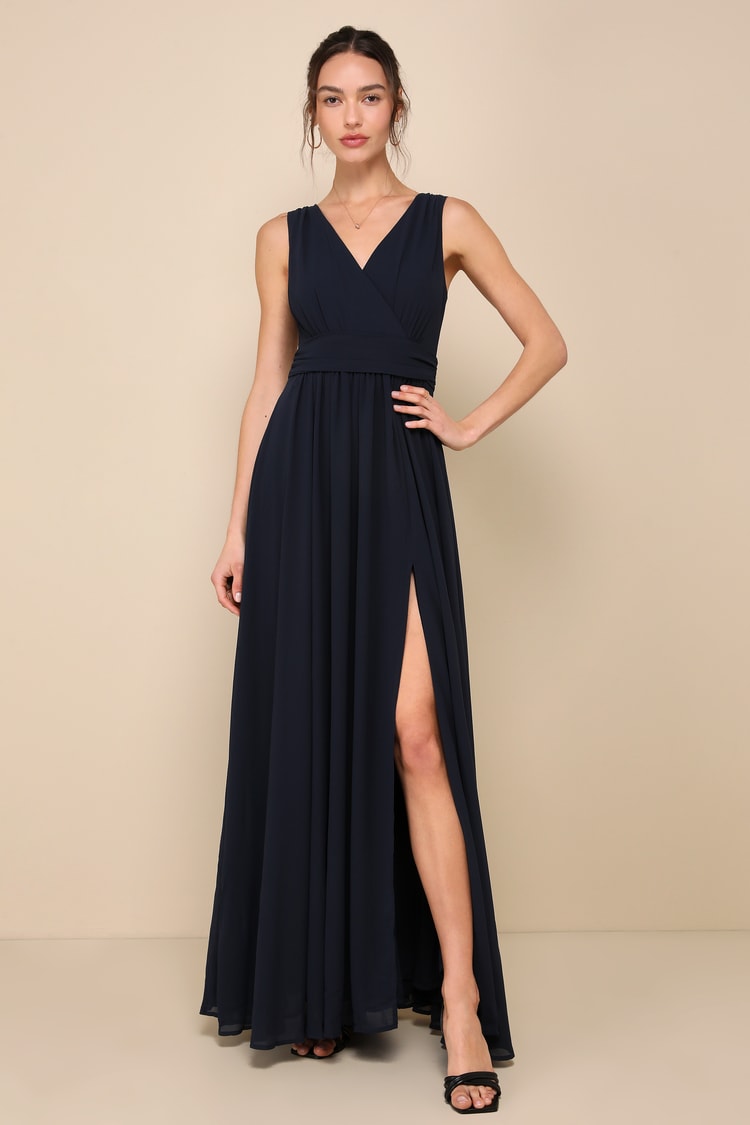 Lovely Navy Blue Dress - Sleeveless Maxi Dress - Navy Blue Gown