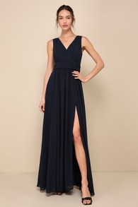 Thoughts of Hue Navy Blue Surplice Maxi Dress