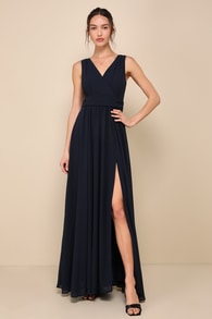 Thoughts of Hue Navy Blue Surplice Maxi Dress 5