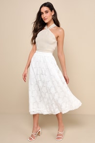 Perfectly Graceful Ivory Lace Maxi Skirt