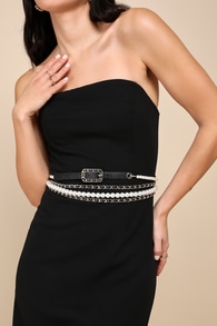 Unique Trend Black Pearl Chain Layered Belt