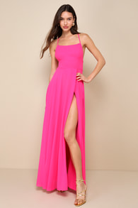 Dreamy Romance Hot Pink Backless Maxi Dress