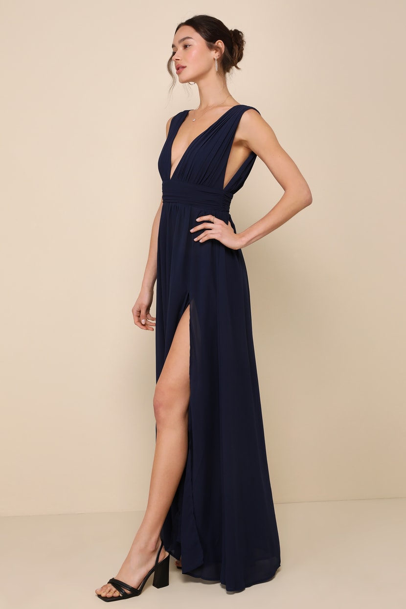 lulus heavenly hues navy blue maxi dress Navy Blue Dress - Maxi Dress - Sleeveless Dress - V-Neck Dress
