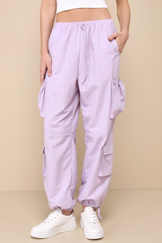 Adorably Aesthetic Lilac Cargo Jogger Pants 3