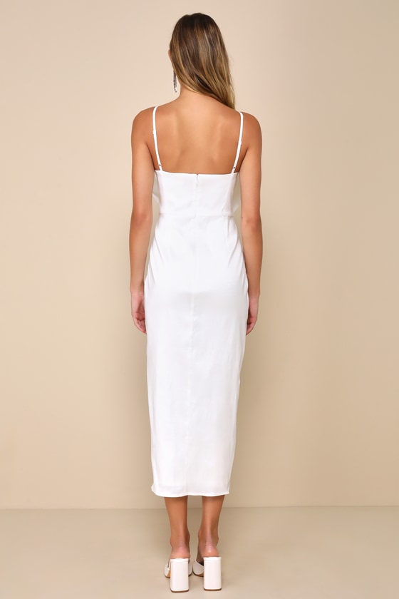 Shop Lulus Statement Sweetie White Taffeta Sleeveless Bow Midi Dress