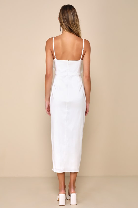 Statement Sweetie White Taffeta Sleeveless Bow Midi Dress 2