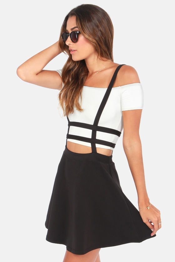 Cute Suspender Skirt - Black Skirt - Skater Skirt - $42.00 - Lulus