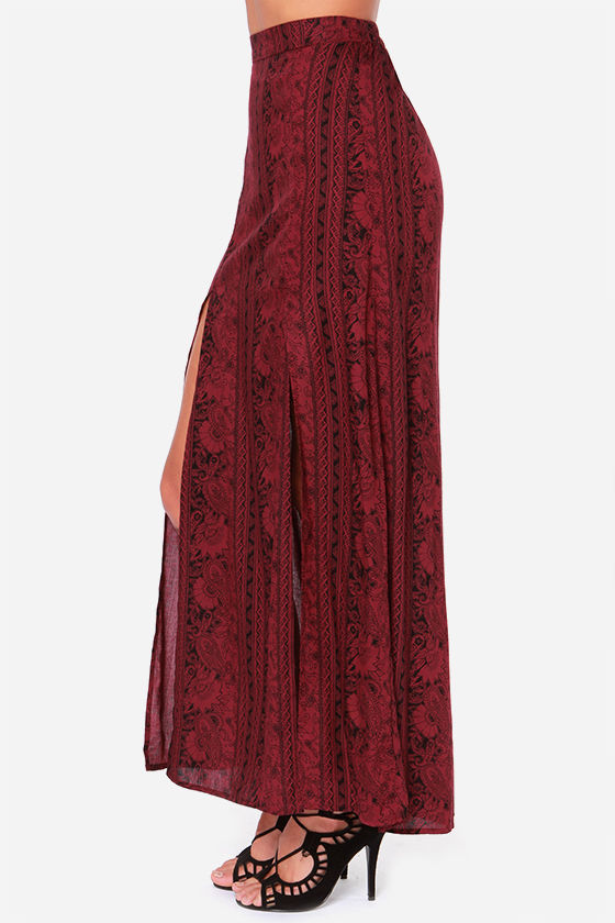 Billabong Never Look Back Skirt - Burgundy Skirt - Maxi Skirt - $49.50