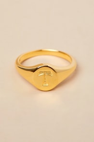 The Oval 14KT Gold "T" Signet Ring