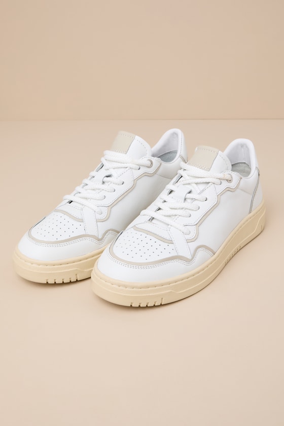 Shop Free People Thirty Love White Natural Combo Lace-up Sneakers