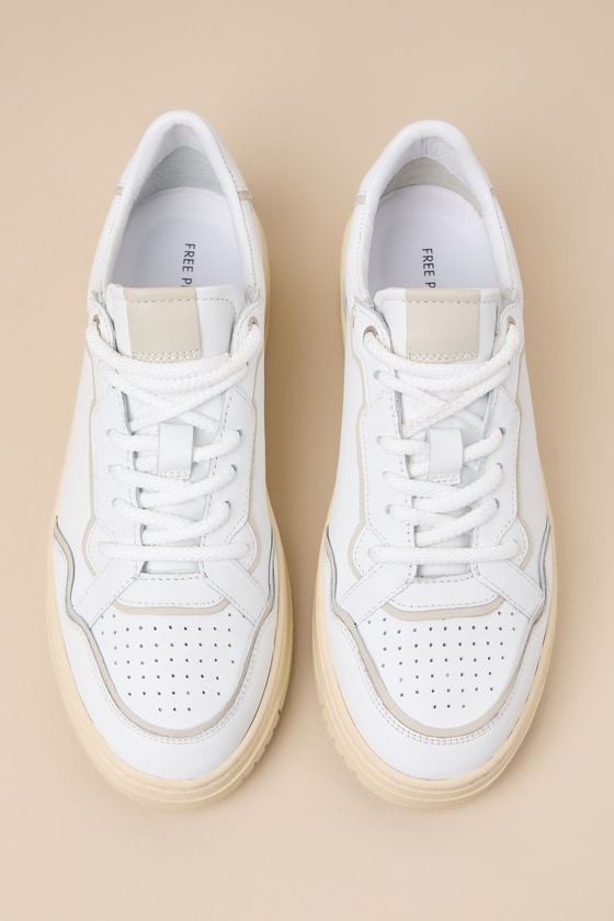 Shop Free People Thirty Love White Natural Combo Lace-up Sneakers