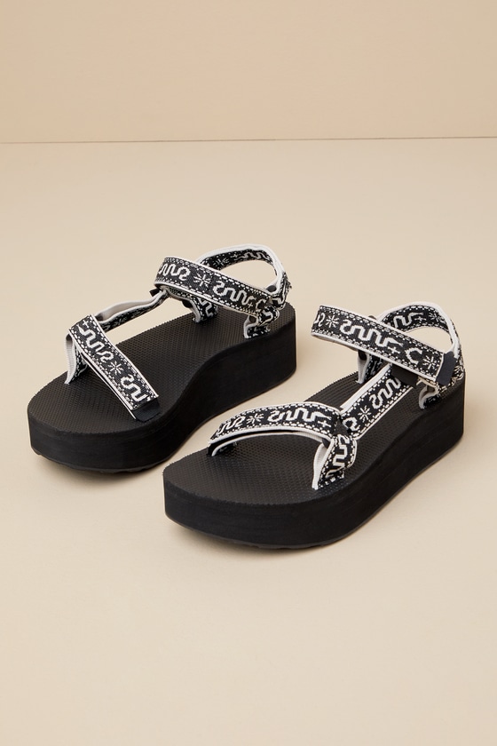 Shop Teva Flatform Universal Bandana Black Sandals