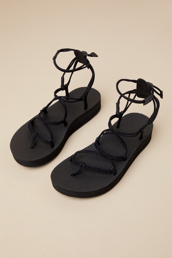 Shop Teva Midform Infinity Black Strappy Flatform Sandals