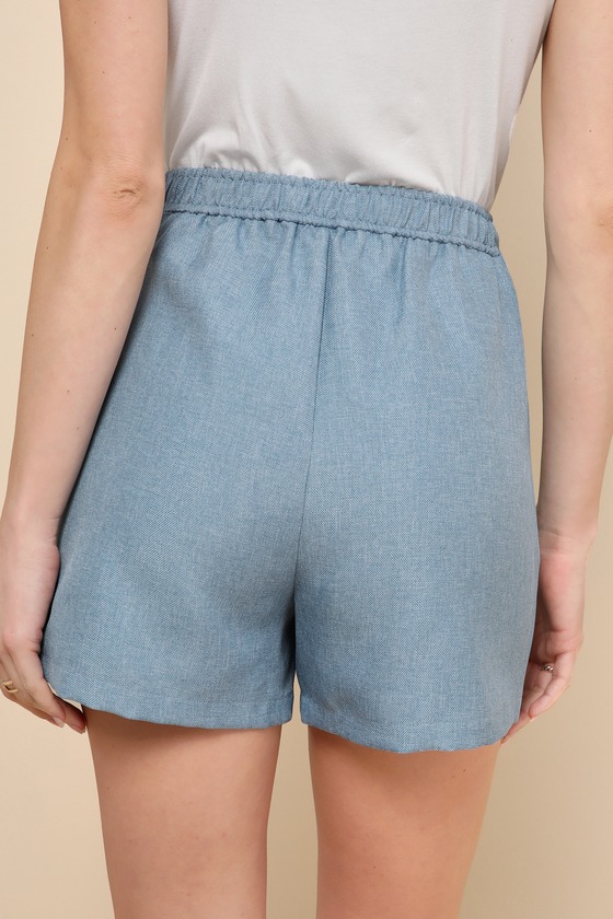Lulus Elevated Theme Slate Blue High-rise Shorts In Slate Blue