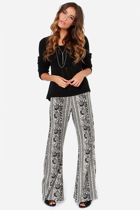 Black And White Print Pants.Billabong Night Sessions Pants - Print Pants - Flare Pants - $44.00 - Lulus