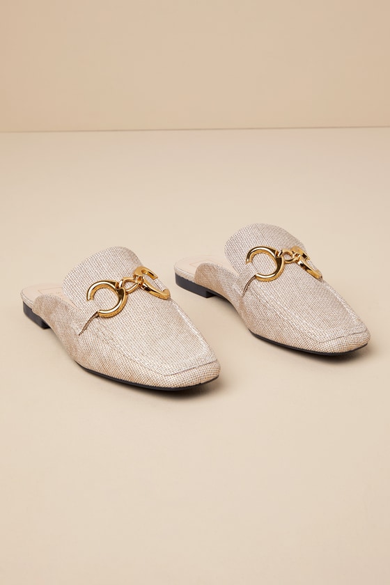 Shu Shop Andromeda Gold Textured Slide-on Loafers