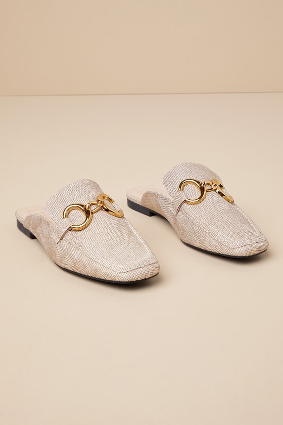 Andromeda Gold Textured Slide-On Loafers 1