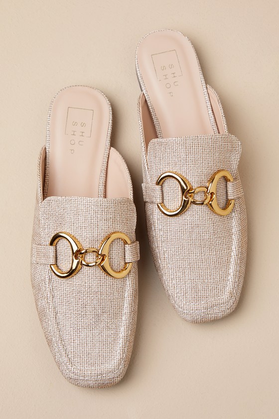 Shop Shu Shop Andromeda Gold Textured Slide-on Loafers