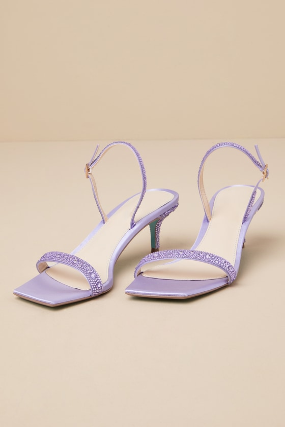 Shop Betsey Johnson Sb-rebel Lavender Rhinestone Square Toe Slingback Sandals In Purple
