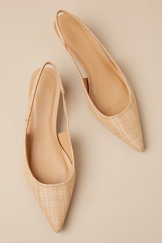 Felina Natural Raffia Pointed-Toe Kitten Heel Pumps 3