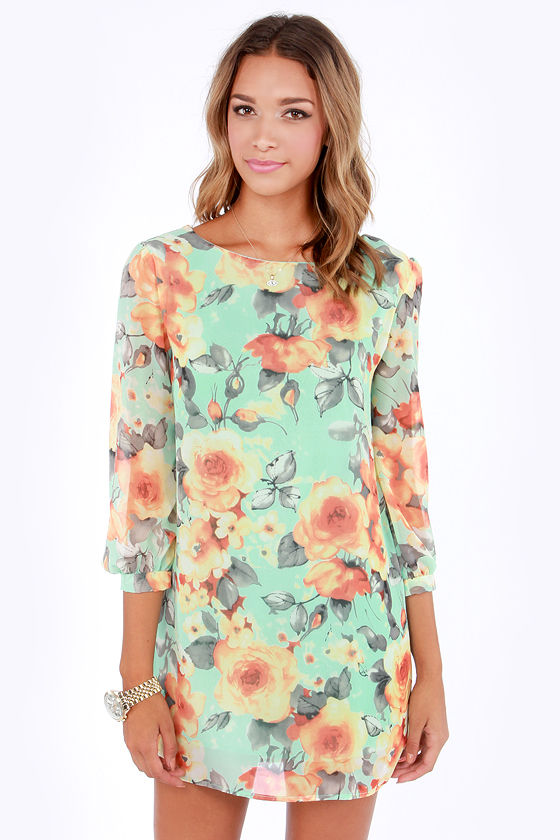 mint green floral dress