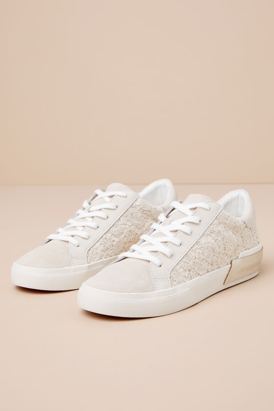 Dolce Vita Zina Ecru - Ecru Lace Sneakers - Suede Sneakers - Lulus