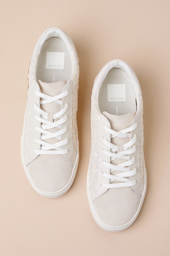 Dolce Vita Zina Ecru - Ecru Lace Sneakers - Suede Sneakers - Lulus