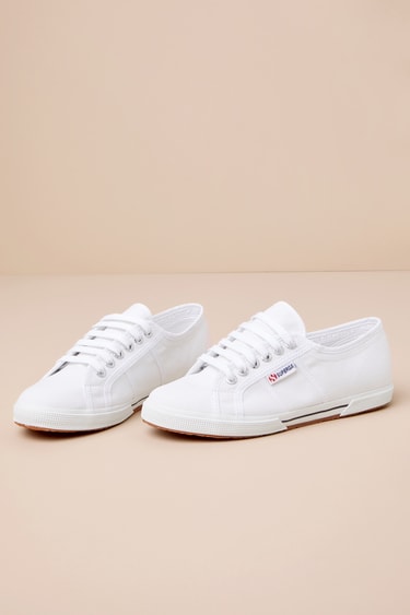 Superga Cotu-2950 White Lace-Up Sneakers Canvas Sneakers Lulus